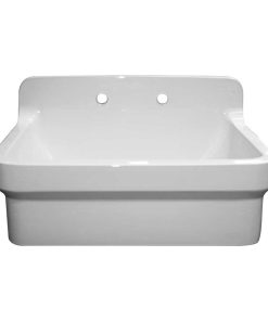 Whitehaus OFCH2230-WHITE Fireclay Utility Sink With High Backsplash