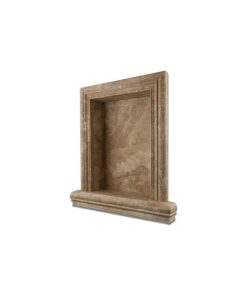Walnut Travertine Hand-Made Custom Shampoo Niche, Shelf, Large, Honed