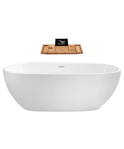 59" Streamline N-300-59FSWH-FM Soaking Freestanding Tub With Internal Drain
