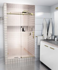 44-48"x78" Frameless Sliding Shower Door, Satin Brass