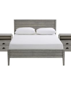 Windsor 3-Piece Set with Panel Twin Bed and 2 Nightstands, Driftwood Gray, Full