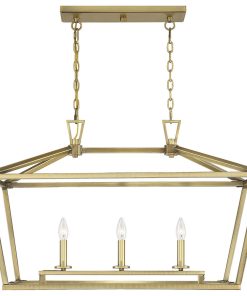Townsend 3-Light Trestle Chandelier, Warm Brass