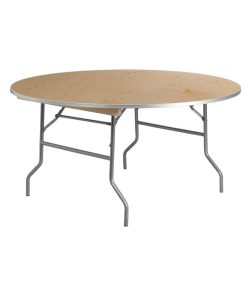 5-Foot Round HEAVY DUTY Birchwood Folding Banquet Table with METAL Edges