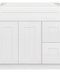 36" Vanity Sink Base Cabinet With Right Drawers Alpina White by LessCare