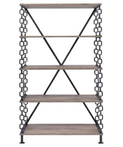 40"x18"x72" Rustic Oak And Antique Black Long Side Pier