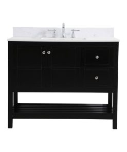 Tobias 42" Single Bathroom Vanity, Black With Backsplash