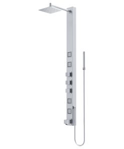 VIGO Bowery Square Spray Head Shower Massage Panel With Tub Filler, Stainless