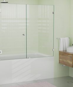 58.25"x58" Frameless Shower Bath Door Wall Hinge, Polished Chrome