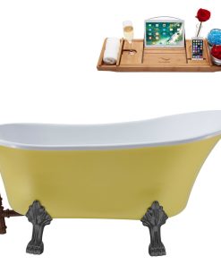 63" Streamline N350BGM-ORB Soaking Clawfoot Tub and Tray With External Drain