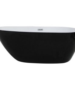 59" Oval Acrylic Free Standing Soaking Bathtub, Black/White