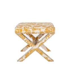 Yara Ottoman Silver Nail Heads Maize and Beige Print