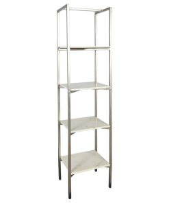 White Marble and Nickel Narrow Shelf
