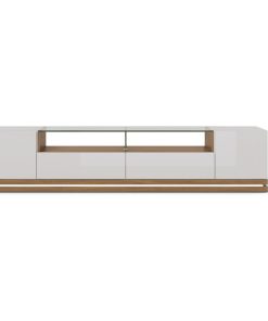 Vanderbilt TV Stand With LED Lights, Maple Cream and Off White