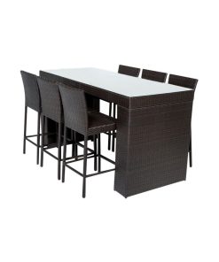 TK Classics Napa 7 Piece Wicker Patio Pub Set in Espresso