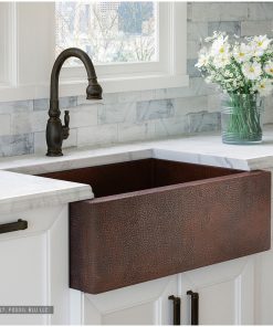 Ultra Thick 12-Gauge Luxury 33" Dark Copper Farmhouse Sink, Incl. Grid and Drain