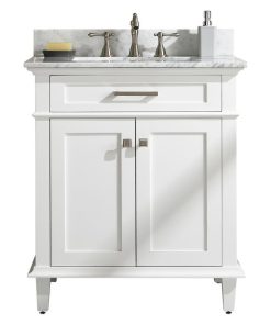 30" Blue Finish Sink Vanity Cabinet, White