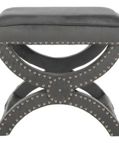 Stella Ottoman Silver Nail Heads Grey
