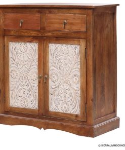 White Door 2 Drawer Solid Wood Storage Cabinet