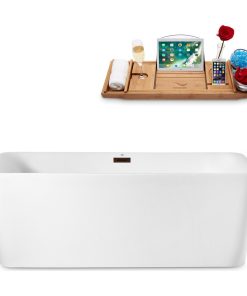 63" Streamline N682ORB Freestanding Tub and Tray With Internal Drain