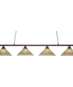 Toltec Lighting 374-BRZ-718 Oxford - Four Light Bronze Billiard