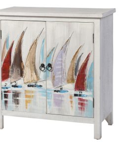 StyleCraft Montauk Coastal Hand Painted Two Door Cabinet With White SF25436DS
