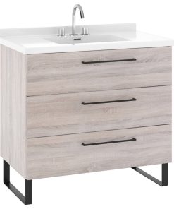37" Denver Bathroom Vanity Set, Weathered Oak Wood