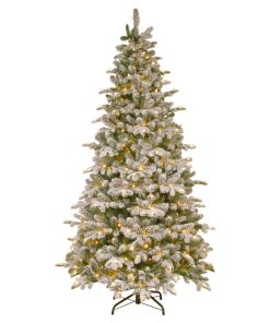 7 1/2' Feel-Real Snowy Everest Fir Medium Hinged Tree With 450-Light Clear