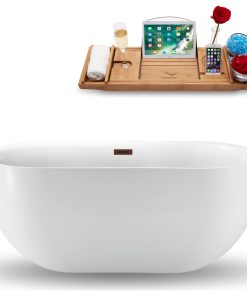 59" Streamline N1241ORB Freestanding Tub and Tray With Internal Drain