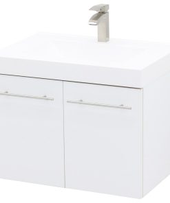 35.25" Wall Mount Vanity Sink Set, White Integrated Sink Top, White Embossed Tex