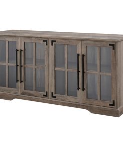 58" Farmhouse 4-Door TV Console, Gray Wash