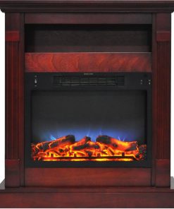 33.9"X10.4"X37" Sienna Fireplace Mantel With Led Insert - Cherry