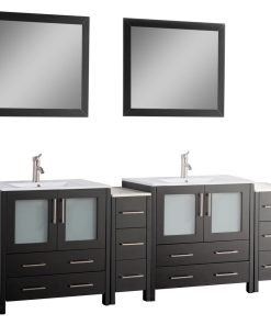 Vanity Art Vanity Set With Ceramic Top, 84", Espresso