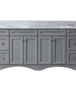 Talisa 72" Double Bathroom Vanity, Gray With Marble Top and Round Sink