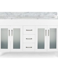 Taylor Contemporary 60" Wood Double Sink Bathroom Vanity With Marble Counter Top