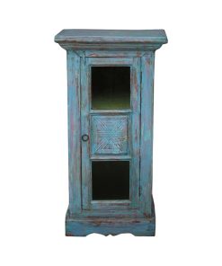 Stourton Rustic Hand Painted Teak Wood Mini Tower Storage Cabinet