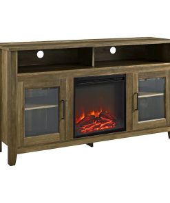 58 Wood Highboy Fireplace TV Stand - Rustic Oak