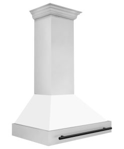 36" ZLINE Autograph Stainless Steel Range Hood, White Matte Shell, Matte Black