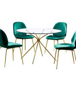 Valentinian Glam 5-piece Glass Round Dinette Set, Green