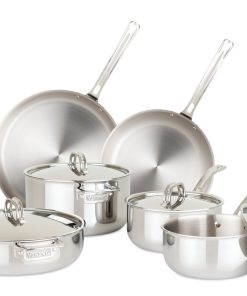 7-ply Titanium 10-Piece Cookware Set with Stainless Steel Lids, Mirror Finish