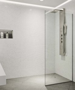 VIGO Frameless Fixed Shower Screen, Stainless Steel With Clear Glass