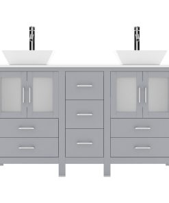 Bradford 60" Double Vanity Set, Basin: White Square, Faucet: Polished Chrome, Wi