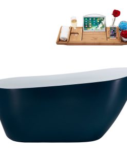 59" Streamline N293BL Freestanding Tub and Tray with Internal Drain