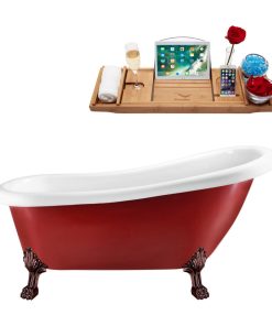 61" Streamline N482ORB-IN-BGM Clawfoot Tub and Tray With Internal Drain