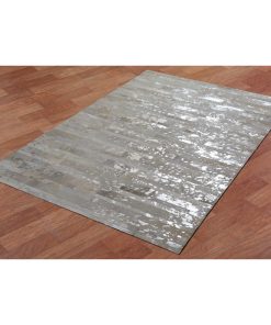 White Leather Hair-On Hide Matador Rug, 8'x10'