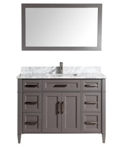 Vanity Set With Carrara Marble Top, 60", Gray, Standard Mirror