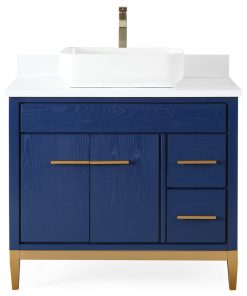 36" Tennant Brand Modern Style Blue Beatrice Vessel Sink Bathroom Vanity