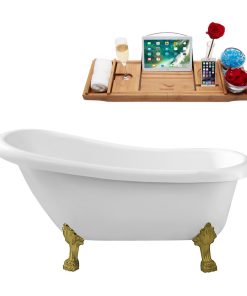 61" Streamline N480BGL-IN-ORB Clawfoot Tub and Tray With Internal Drain