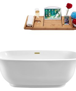 67" Streamline N661BGL Soaking Freestanding Tub and Tray With Internal Drain