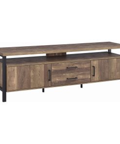 71 Inches Rectangular TV Console with 2 Drawers, Rustic Oak