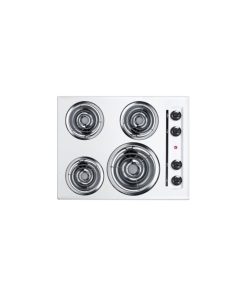 24" wide 220V electric cooktop in white porcelain finish WEL03